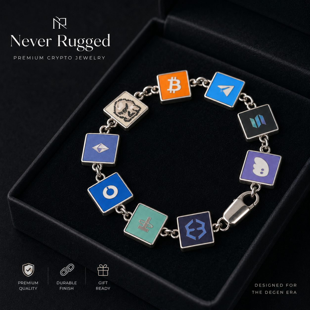 Never Rugged™ x Crypto Charm Bracelet
